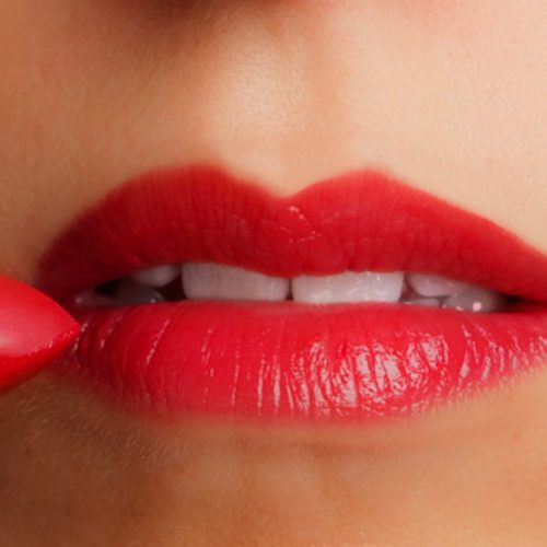 Lip, Cheek, Eye Shadow in Winter Holly Berries Shown on Lips